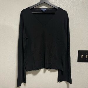 Ann Taylor VNeck Black Sweater With Bell Sleeves Size XL